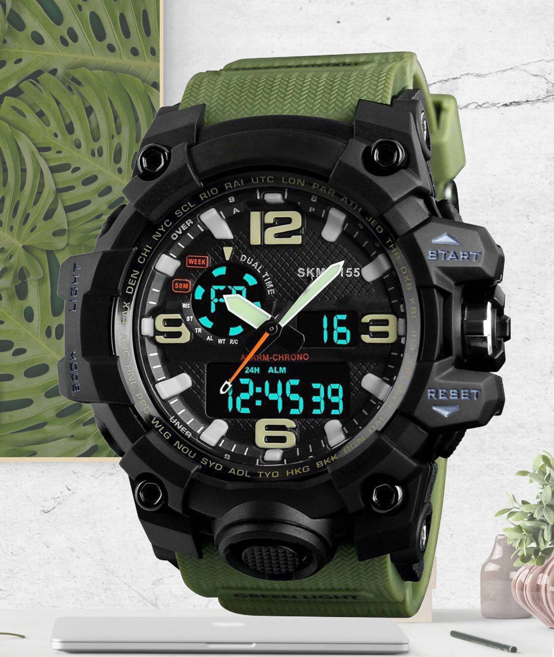     			Harbor Green Silicon Analog-Digital Men's Watch