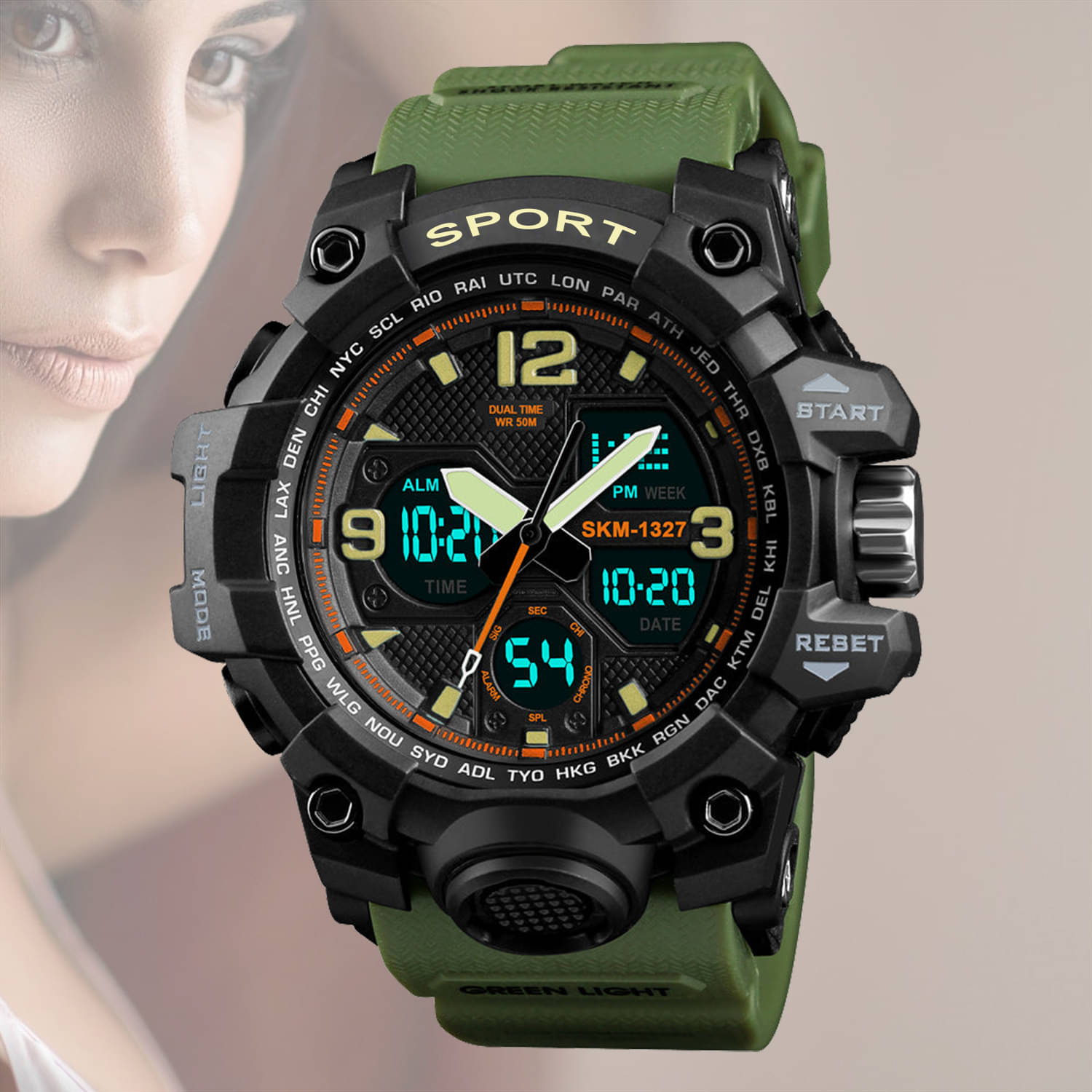     			Harbor Green Silicon Analog-Digital Men's Watch