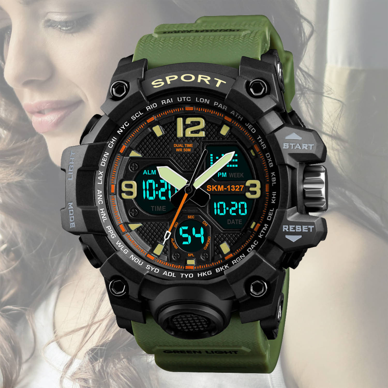     			Harbor Green Silicon Analog-Digital Men's Watch