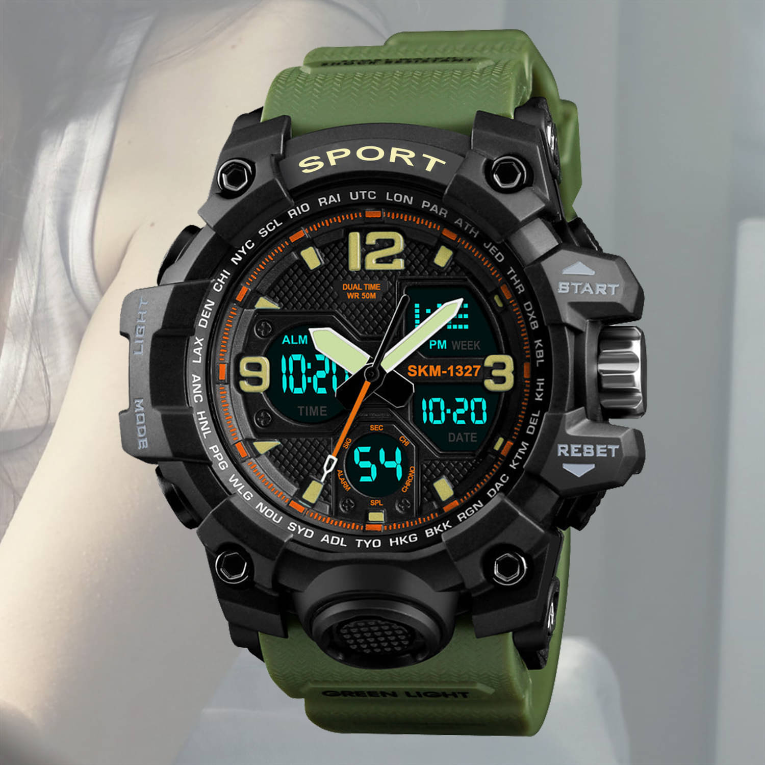     			Harbor Green Silicon Analog-Digital Men's Watch