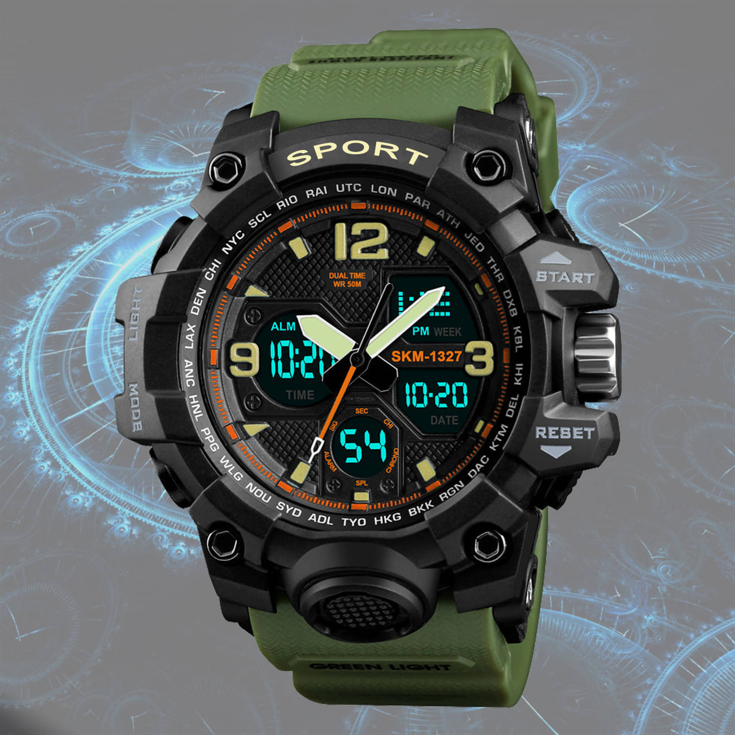     			Harbor Green Silicon Analog-Digital Men's Watch