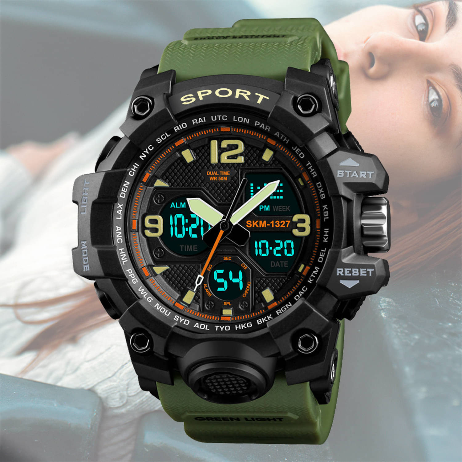     			Harbor Green Silicon Analog-Digital Men's Watch