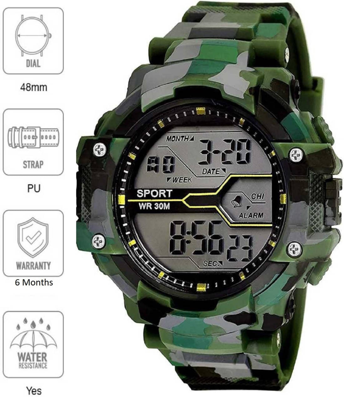     			Harbor Khaki Silicon Digital Men's Watch
