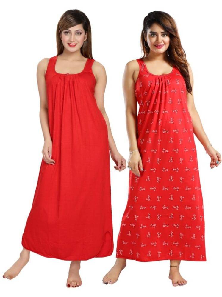 INNER BEATS Multicolor Cotton Blend Women's Nightwear Nightsuit Sets ( Pack of 2 ) INNER BEATS Multicolor Cotton Blend Women's Nightwear Nightsuit Sets ( Pack of 2 )