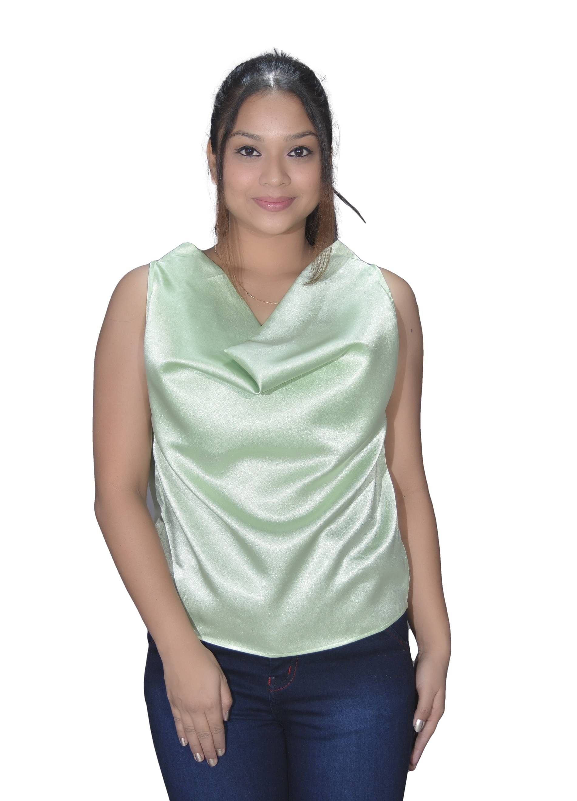     			Leean Patterns Women's Satin Regular Top ( Green )