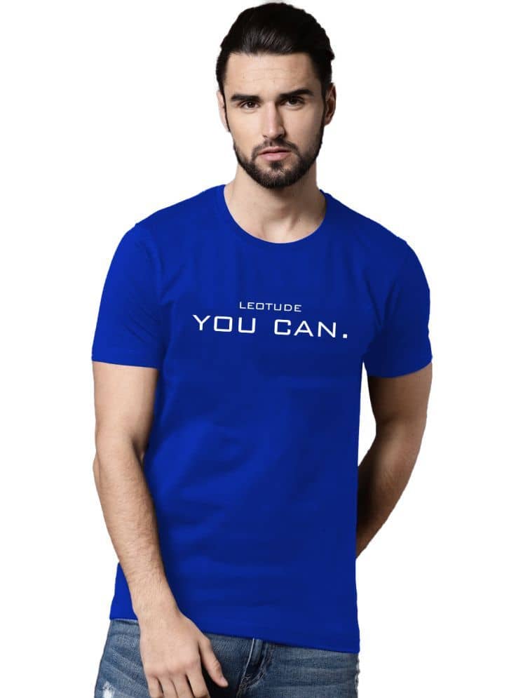 Leotude Men Polyester Regular Fit Printed T-Shirt ( Blue )
