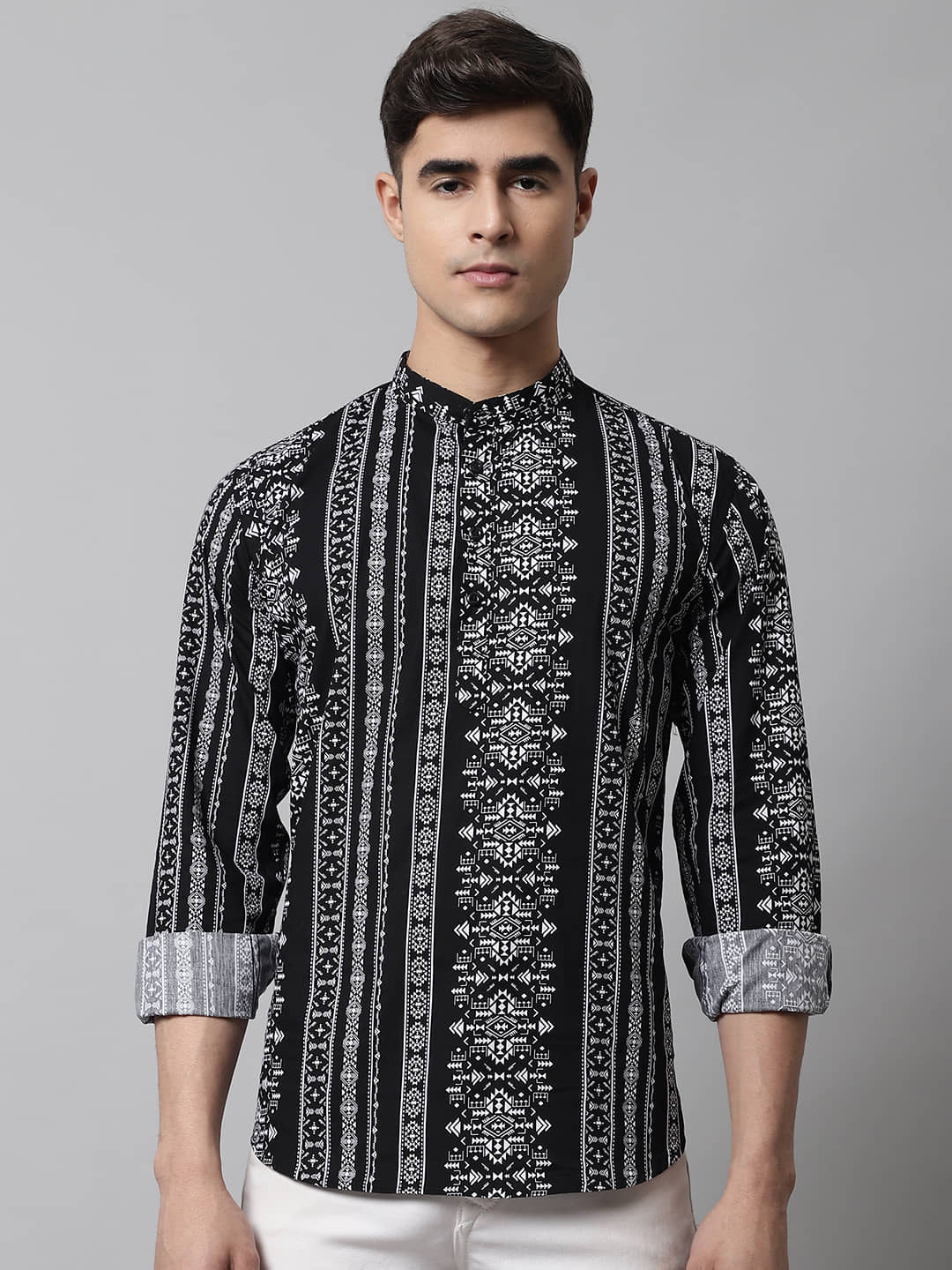 MAJESTIC MAN Cotton Printed Regular Kurta For Men ( Black ) - Kurtas & Kurta Sets | Buy online on ZillyBuy