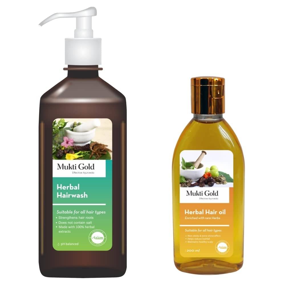     			Muktigold Herbal Hairwash 400Ml(Dispenser) + Hair Oil(200Ml) Ayurvedic Juice Combo Pack