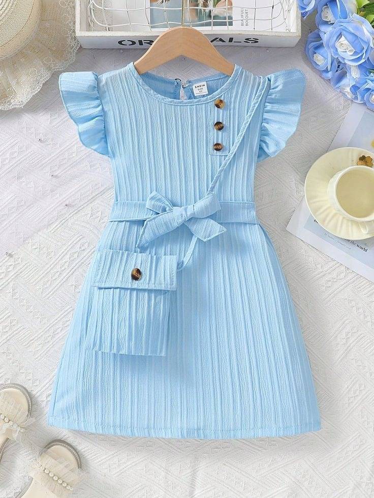     			Mullick the designer Cotton Blend A-line Dress For Girls ( Pack of 1 , Blue )
