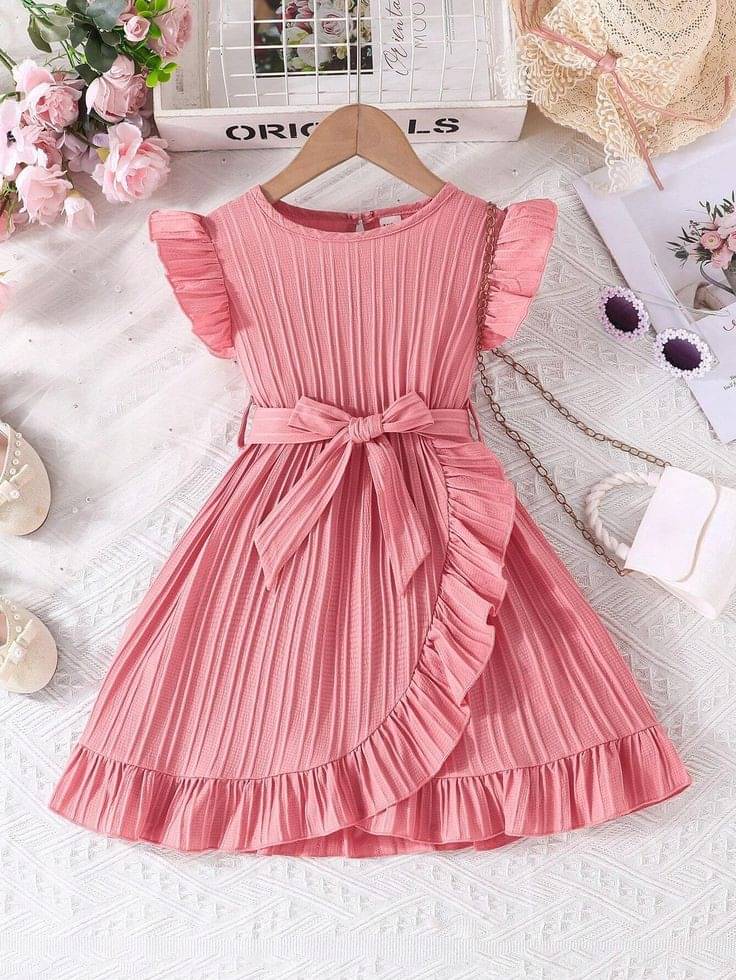 Mullick the designer Cotton Blend Wrap Dress For Girls ( Pack of 1 , Pink ) Mullick the designer Cotton Blend Wrap Dress For Girls ( Pack of 1 , Pink )