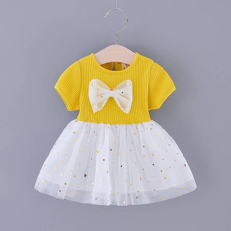     			Mullick the designer Pack of 1 Baby Girls Net Frock ( Yellow )