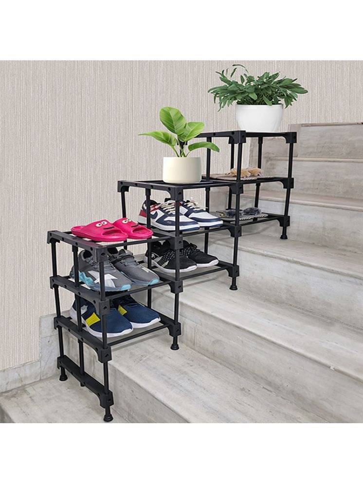 PHILOSHOP 3 Layer Open Stair Shoe Rack Stand With Plastic Pipe Shoe Storage Organiser for Home & Office (Black)     			PHILOSHOP 3 Layer Open Stair Shoe Rack Stand With Plastic Pipe Shoe Storage Organiser for Home & Office (Black)