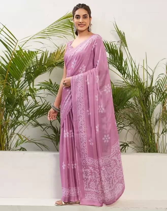 PHORIA STYLE Chiffon Printed Saree With Unstitched Blouse Piece ( Pink ) PHORIA STYLE Chiffon Printed Saree With Unstitched Blouse Piece ( Pink )