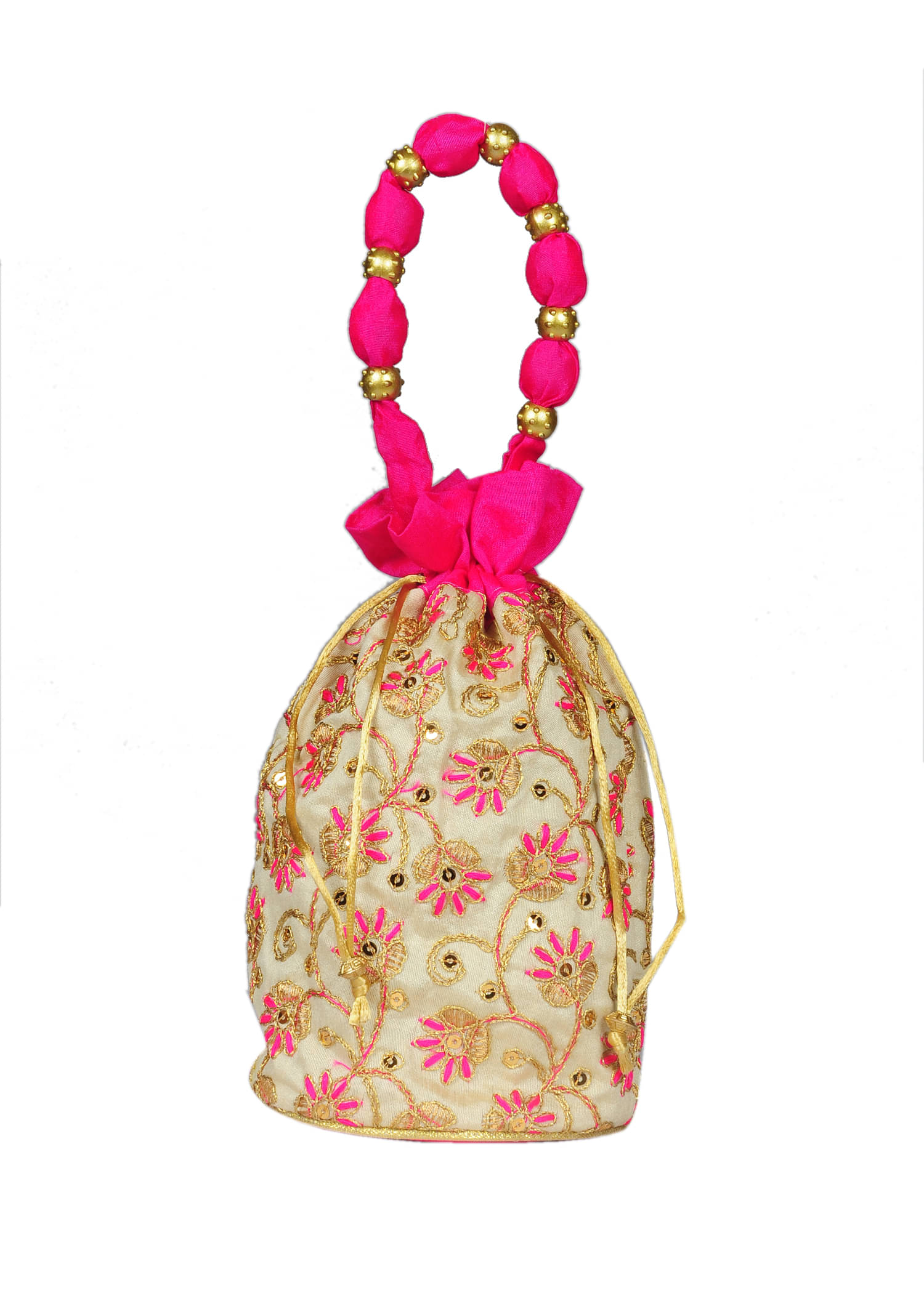     			Sunvika House Pink Silk Potli