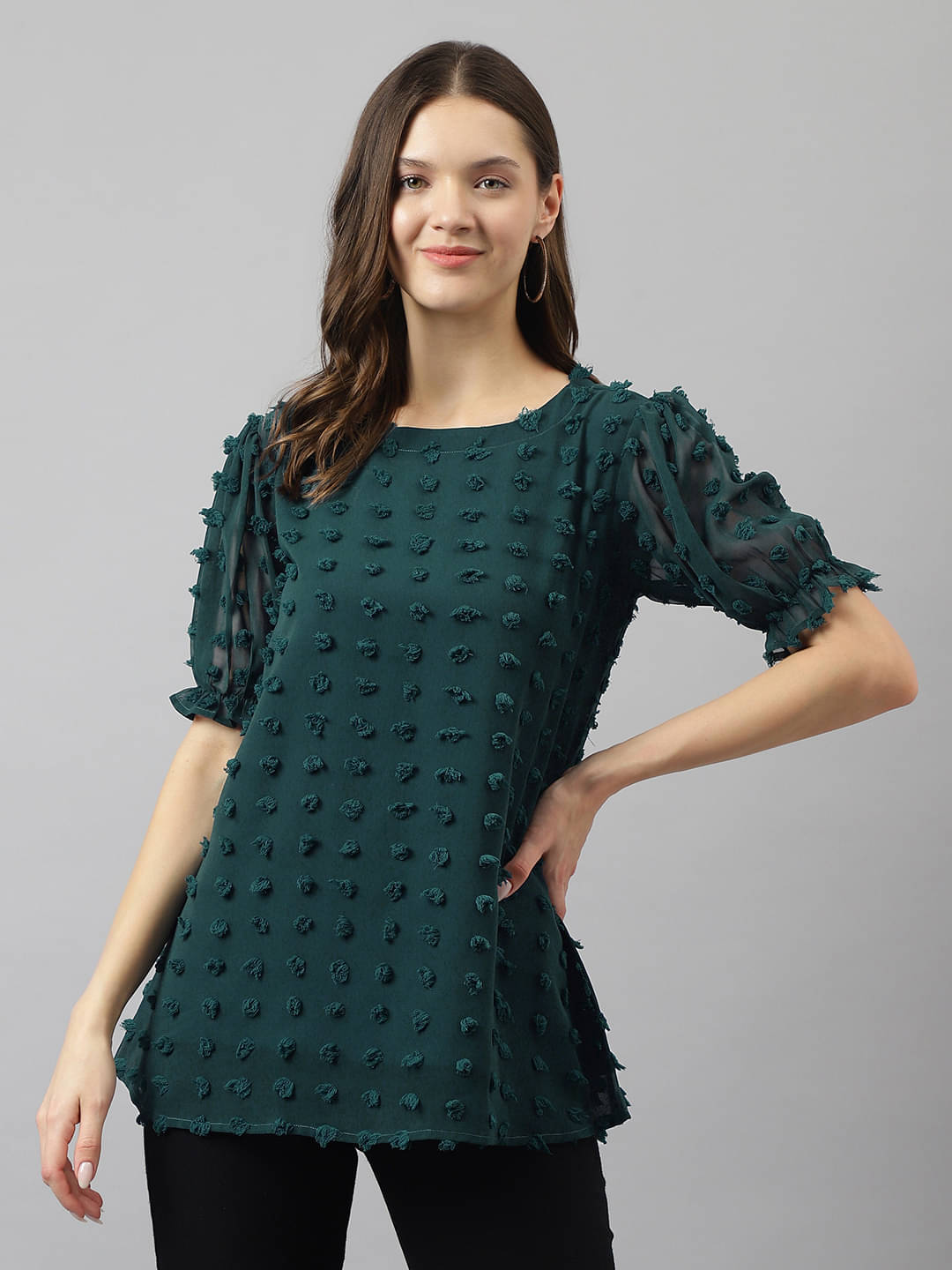     			TOOCHKI Women's Georgette Regular Top ( Blue )