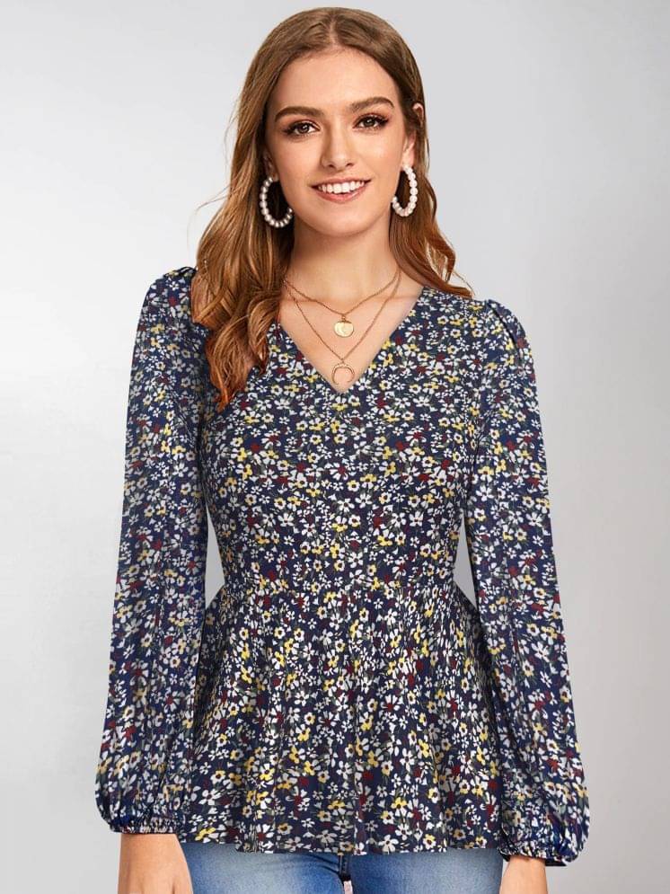     			TOOCHKI Women's Polyester A-Line Top ( Blue )