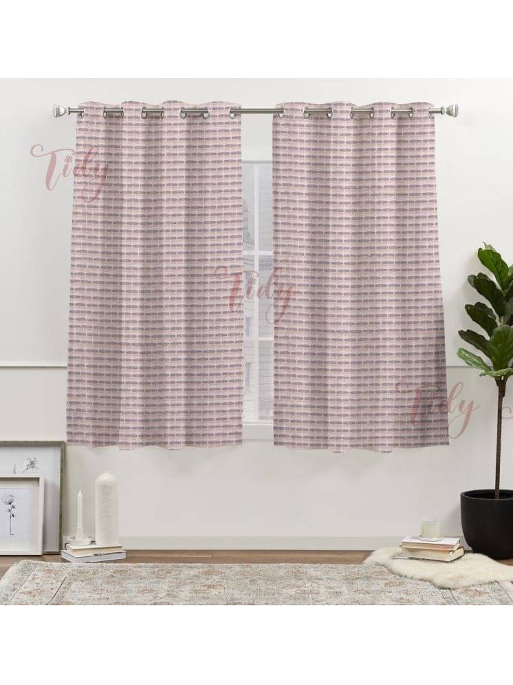 Tidy Horizontal Striped Room Darkening Eyelet Curtain 5 ft ( Pack of 2 ) - Off White Tidy Horizontal Striped Room Darkening Eyelet Curtain 5 ft ( Pack of 2 ) - Off White