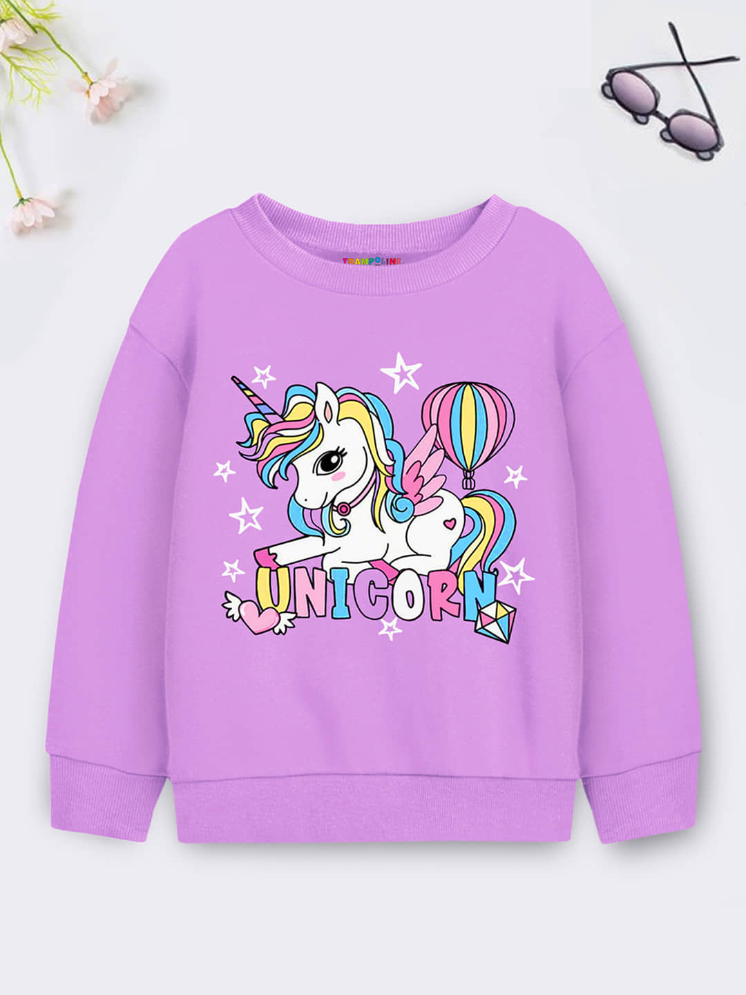 Trampoline Single Girls Cotton Blend Sweatshirt ( Pink )