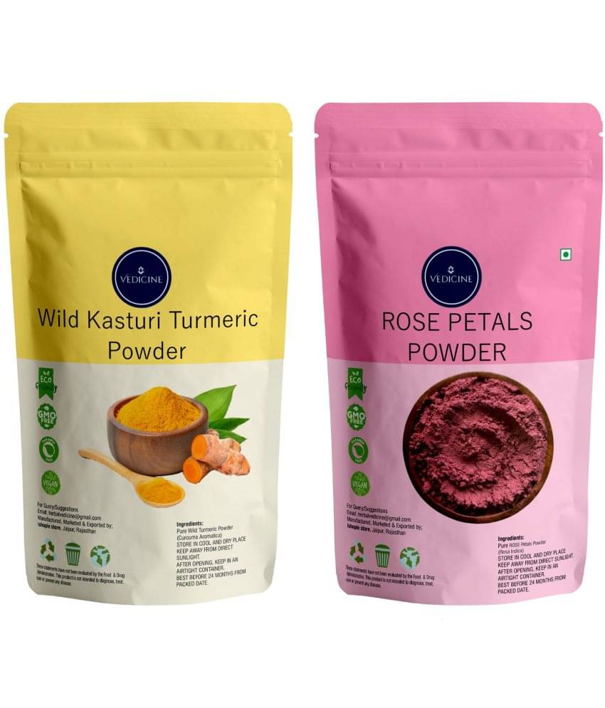     			Vedicine Natural Wild Turmeric Powder and Rose Petal Powder (100g each) (Pack of 2)