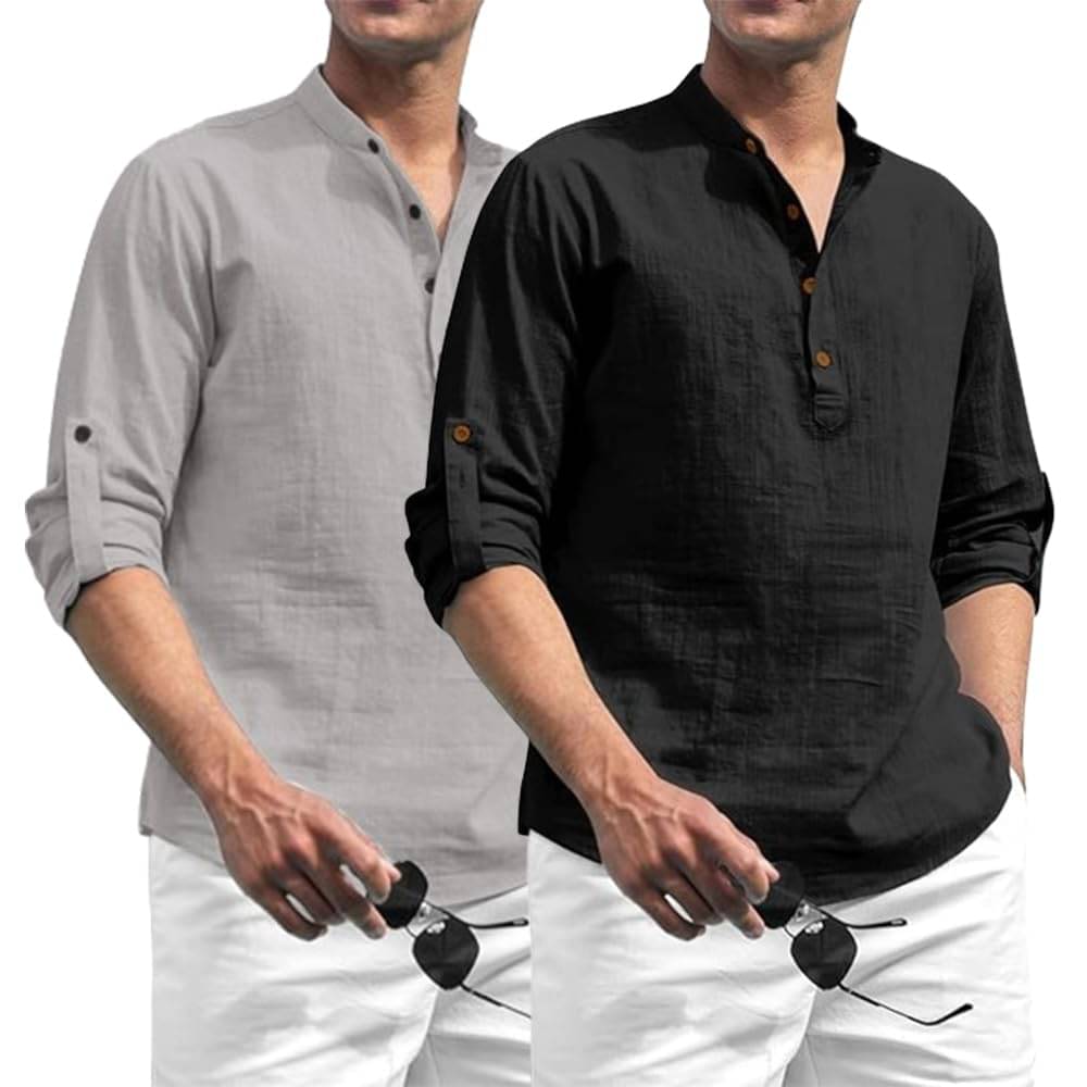 Vida Loca Grey Cotton Blend Men's Shirt Style Kurta ( Pack of 2 )     			Vida Loca Grey Cotton Blend Men's Shirt Style Kurta ( Pack of 2 )