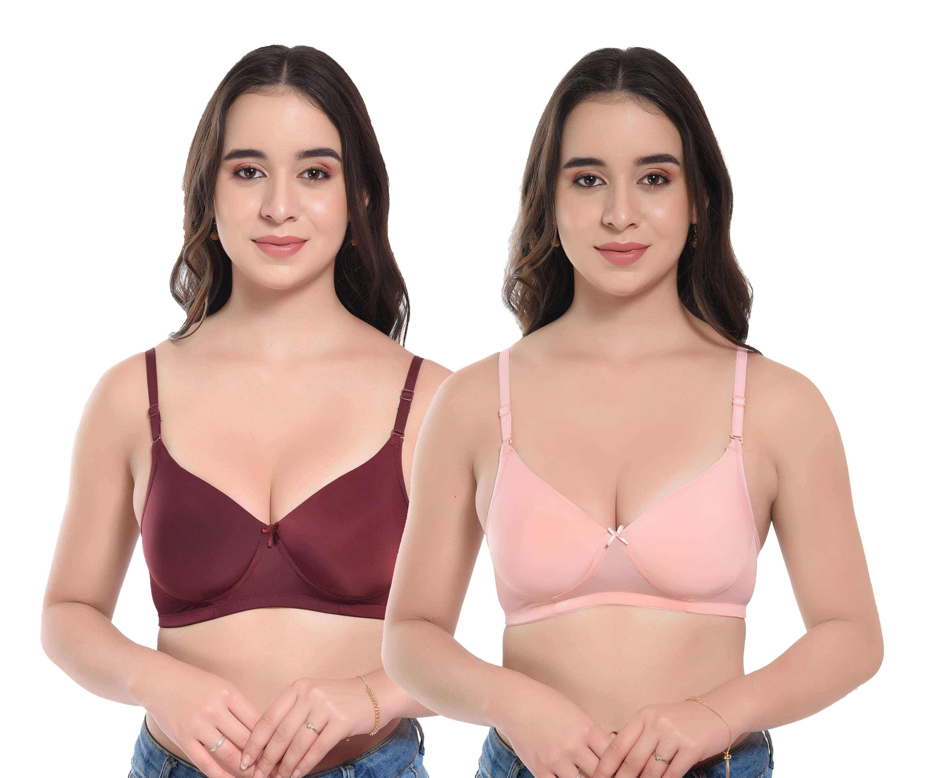 Viral Girl Pack of 2 Lycra Heavily Padded Women's Push Up Bra ( Maroon ) VM-MIKA-MAROON-PEACH Viral Girl Pack of 2 Lycra Heavily Padded Women's Push Up Bra ( Maroon ) VM-MIKA-MAROON-PEACH