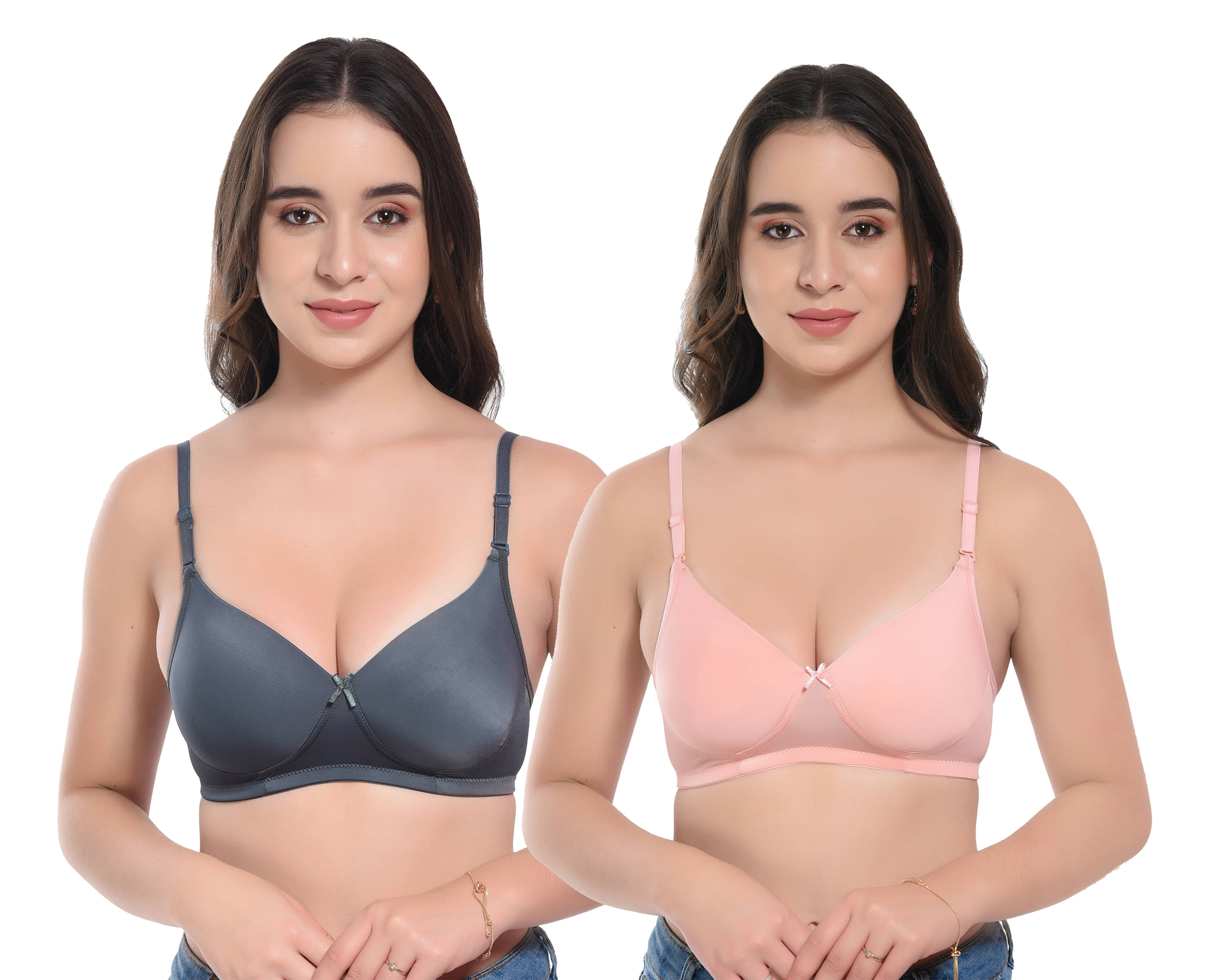     			Viral Girl Pack of 2 Lycra Heavily Padded Women's Push Up Bra ( Peach ) VM-MIKA-GREY-PEACH
