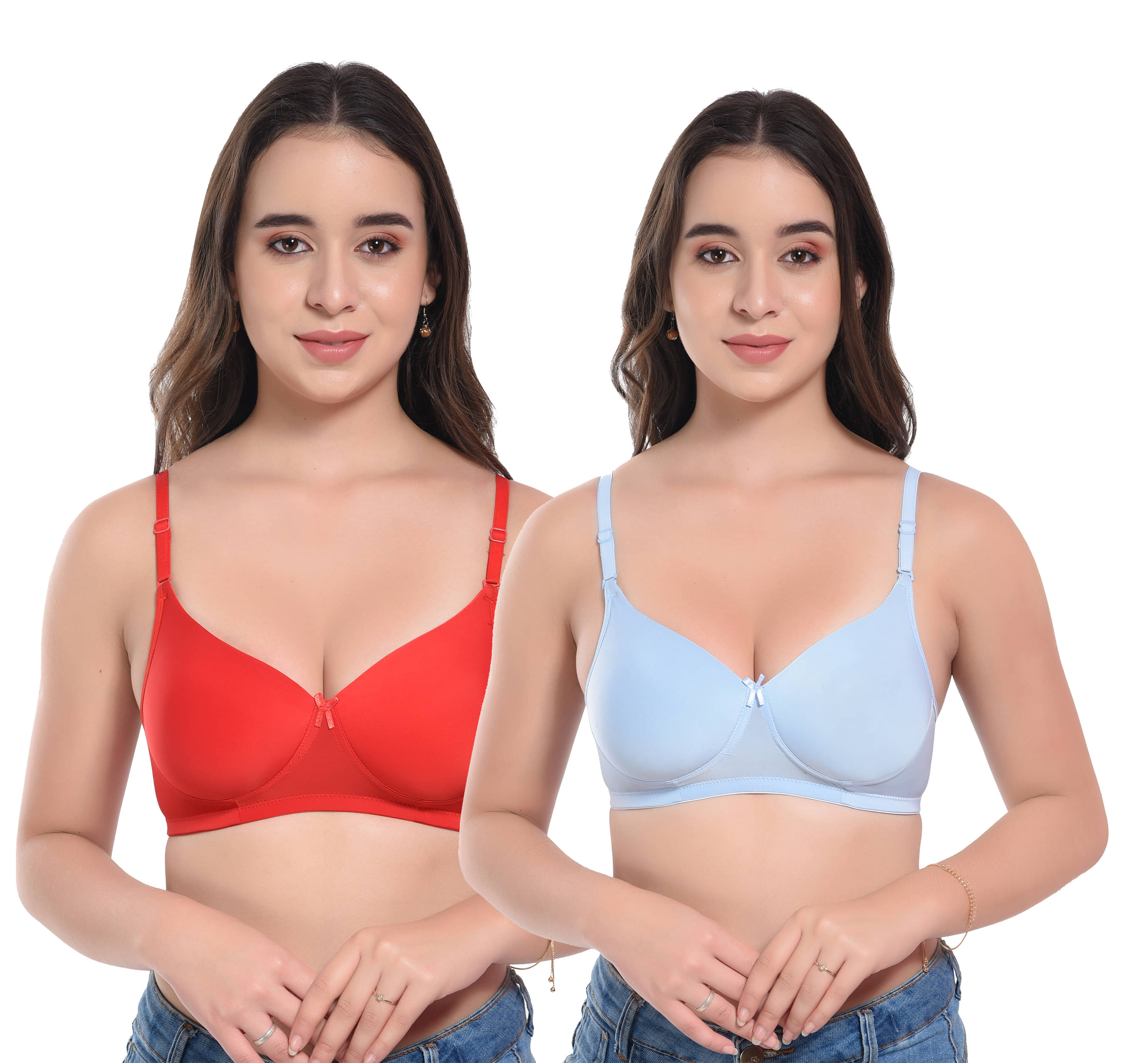 Viral Girl Pack of 2 Lycra Heavily Padded Women's Push Up Bra ( Red ) VM-MIKA-RED-SKYBLUE Viral Girl Pack of 2 Lycra Heavily Padded Women's Push Up Bra ( Red ) VM-MIKA-RED-SKYBLUE