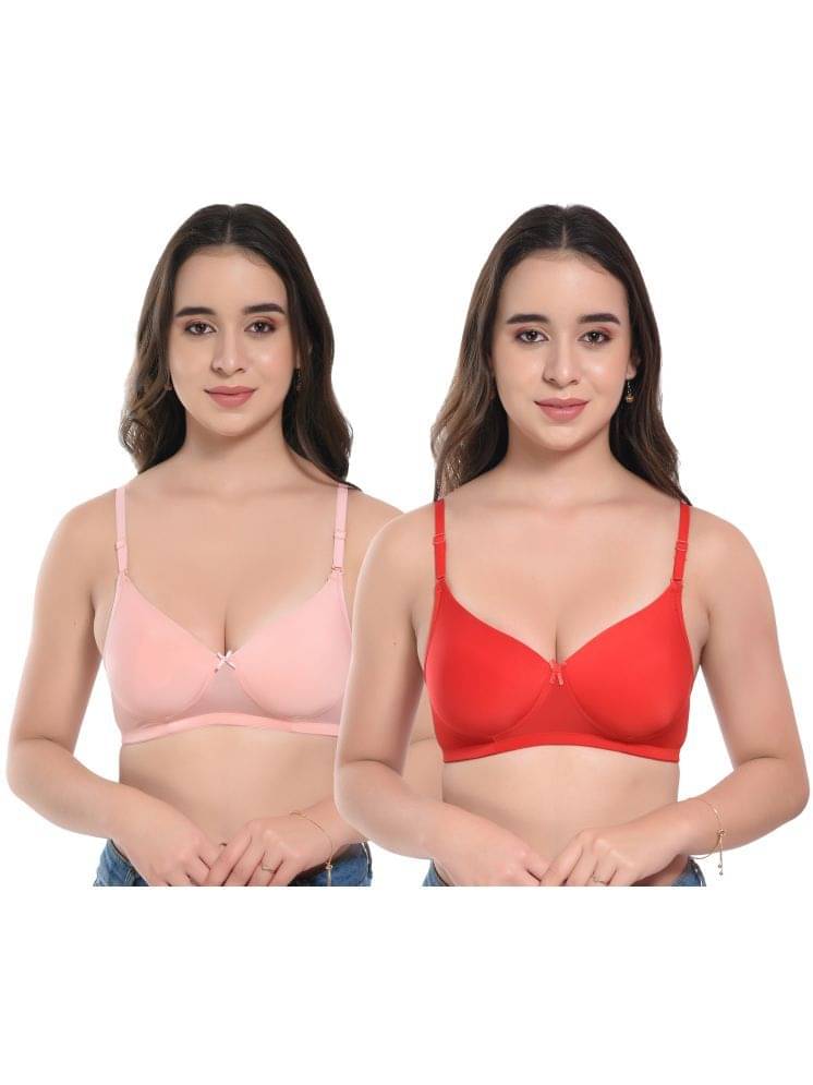     			Viral Girl Pack of 2 Lycra Heavily Padded Women's Push Up Bra ( Red ) VM-MIKA-PEACH-RED