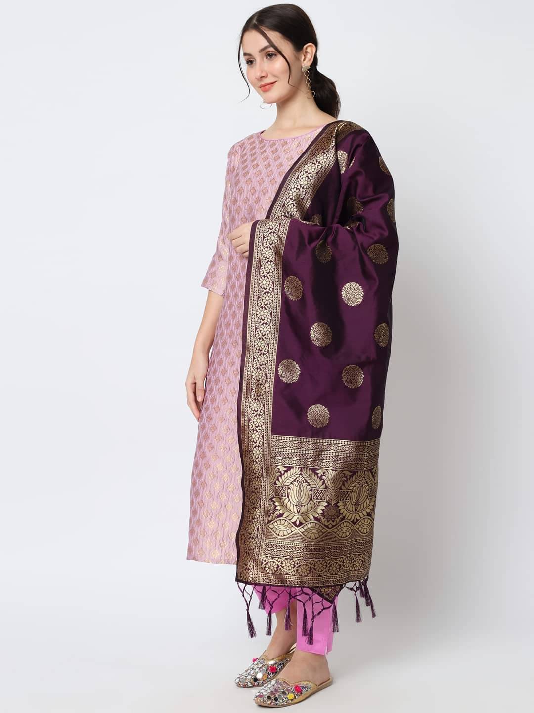     			VredeVogel Cotton Silk Embellished Kurti With Pants Women's Stitched Salwar Suit - Pink ( Pack of 1 )