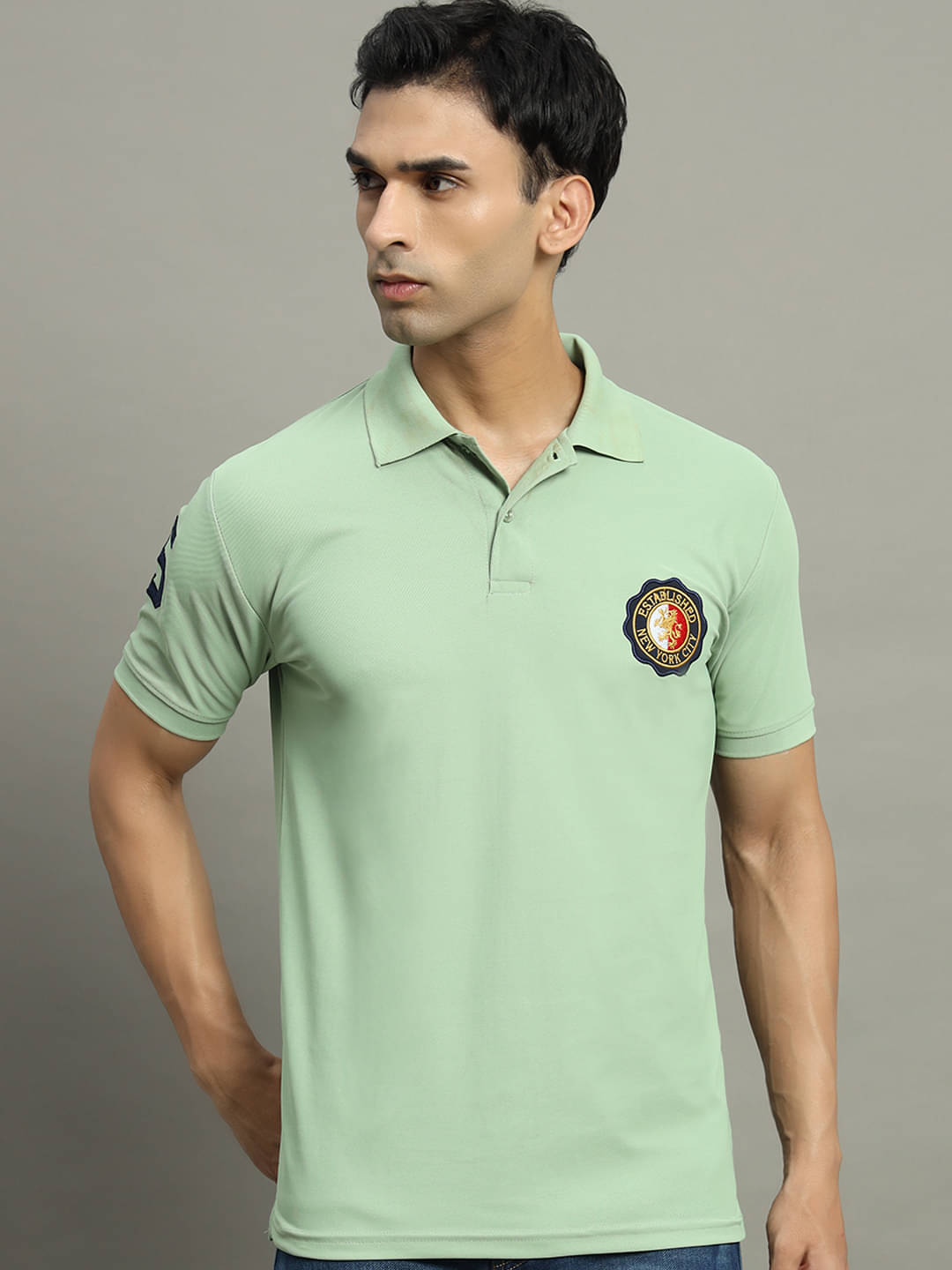 WESTMAN Pack of 1 Cotton Blend Regular Fit Embroidered Half Sleeves Men's Polo T Shirt ( Sea Green ) WESTMAN Pack of 1 Cotton Blend Regular Fit Embroidered Half Sleeves Men's Polo T Shirt ( Sea Green )