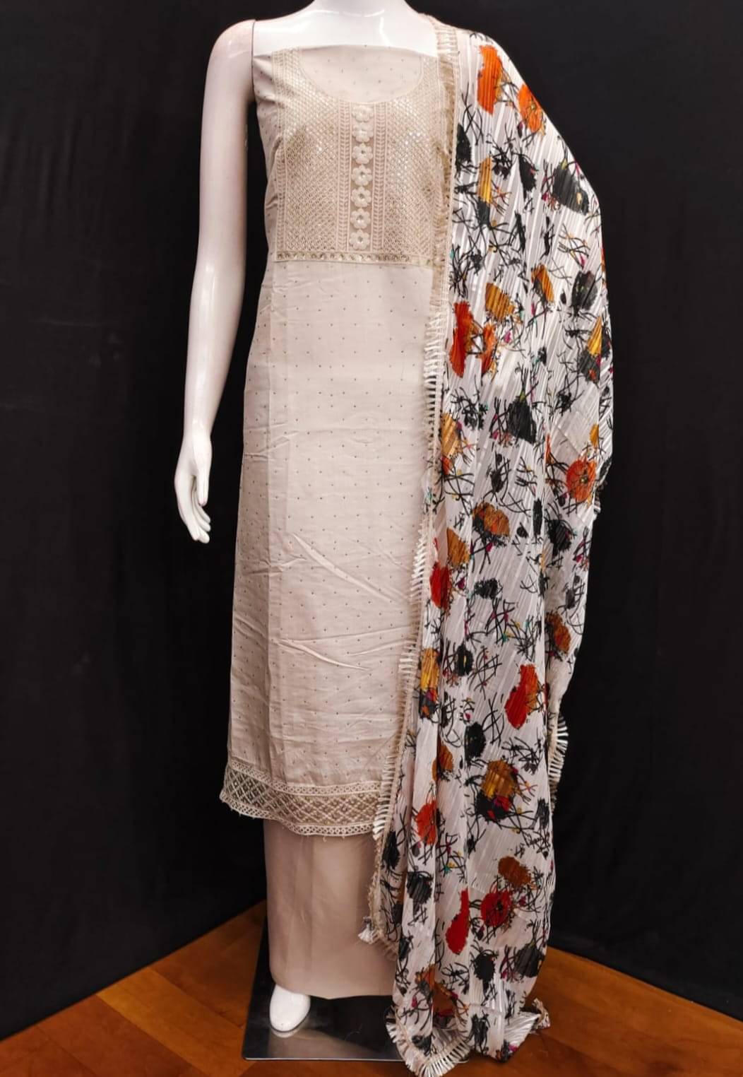 ALSHOP Unstitched Cotton Blend Embellished Dress Material - Brown ( Pack of 1 ) ALSHOP Unstitched Cotton Blend Embellished Dress Material - Brown ( Pack of 1 )