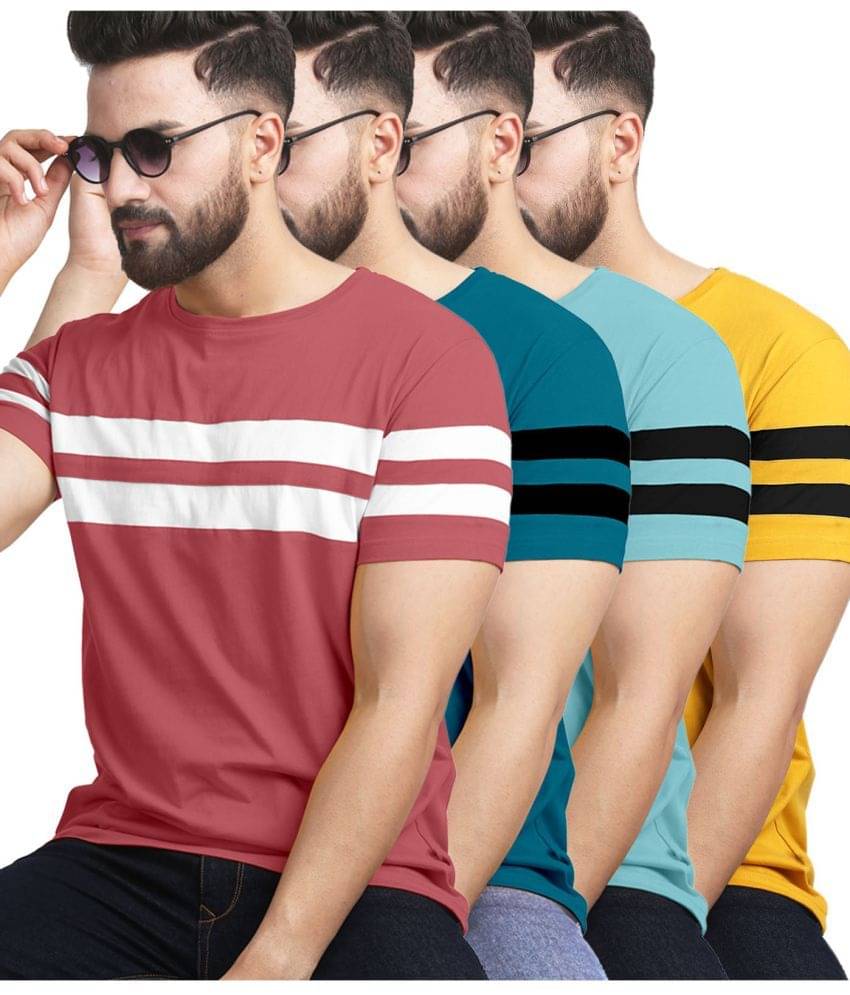 AUSK Pack of 4 Cotton Blend Regular Fit Men's T-Shirt ( Peach ) AUSK Pack of 4 Cotton Blend Regular Fit Men's T-Shirt ( Peach )