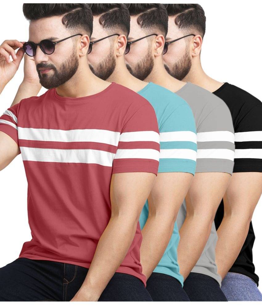 AUSK Pack of 4 Cotton Blend Regular Fit Men's T-Shirt ( Black ) AUSK Pack of 4 Cotton Blend Regular Fit Men's T-Shirt ( Black )