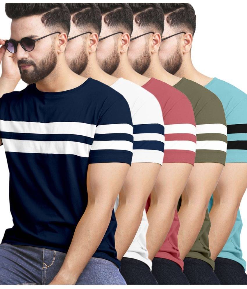 AUSK Pack of 5 Cotton Blend Regular Fit Men's T-Shirt ( White ) AUSK Pack of 5 Cotton Blend Regular Fit Men's T-Shirt ( White )