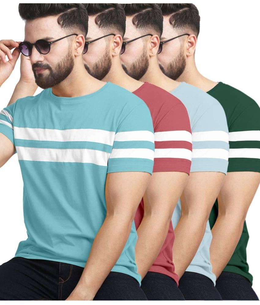 AUSK Pack of 4 Cotton Blend Regular Fit Men's T-Shirt ( Multicolor ) AUSK Pack of 4 Cotton Blend Regular Fit Men's T-Shirt ( Multicolor )