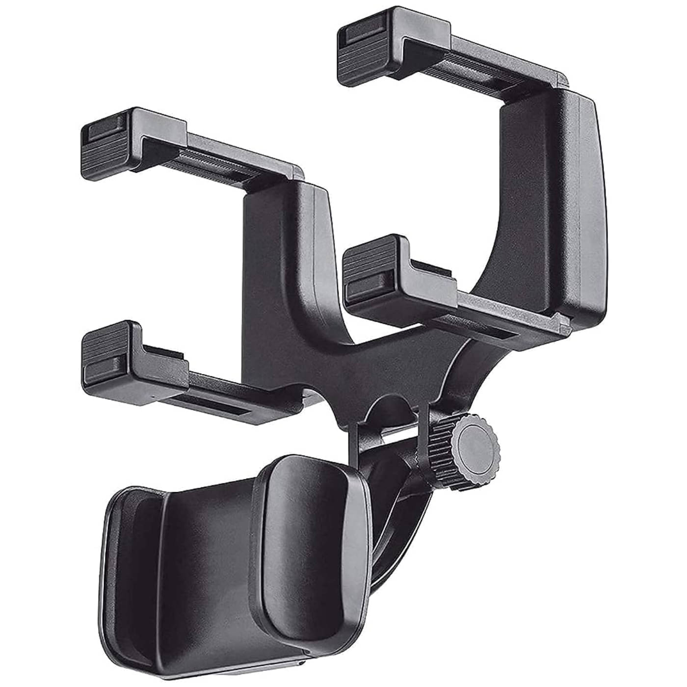 AUTOGROOMZ Rear View Mirror Double Clamp Car Mobile Holder - Black AUTOGROOMZ Rear View Mirror Double Clamp Car Mobile Holder - Black