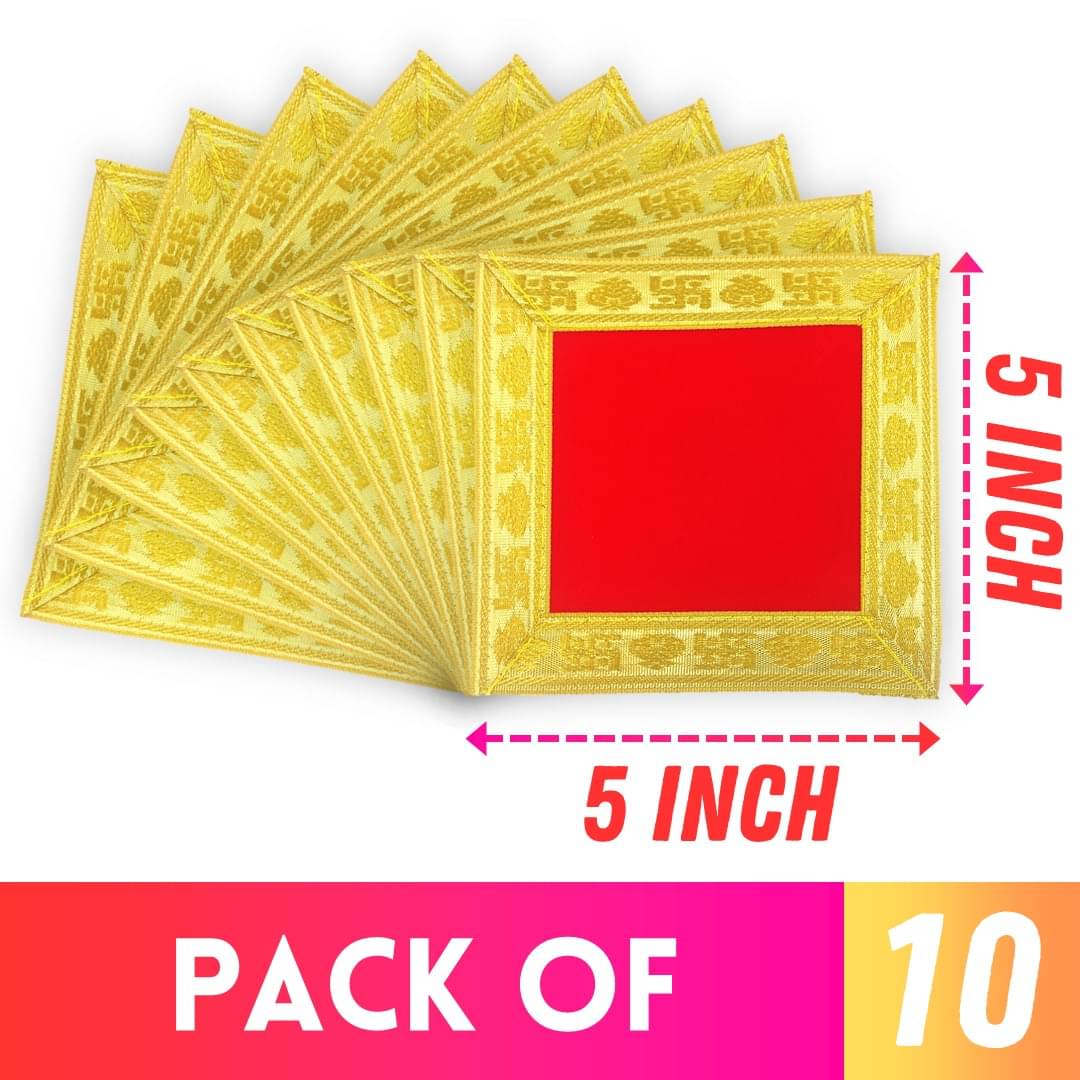     			Bhakti Lehar Pooja Cloth for God ( 5 x 5 Inch ) 10 Pieces ( Pack of 10 )