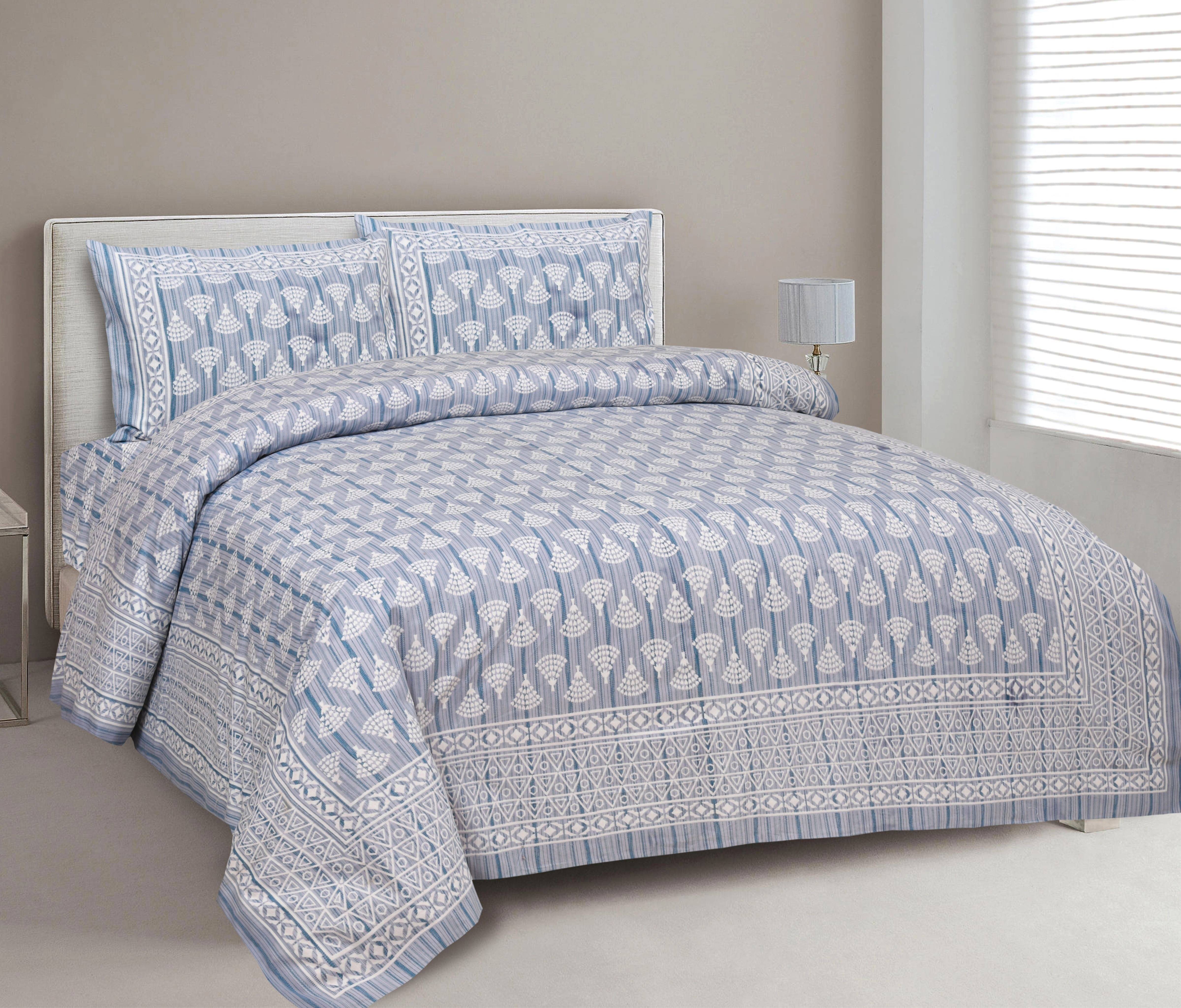 CLOTHOLOGY Cotton 1 Double King Bedsheet with 2 Pillow Covers ( Blue ) CLOTHOLOGY Cotton 1 Double King Bedsheet with 2 Pillow Covers ( Blue )