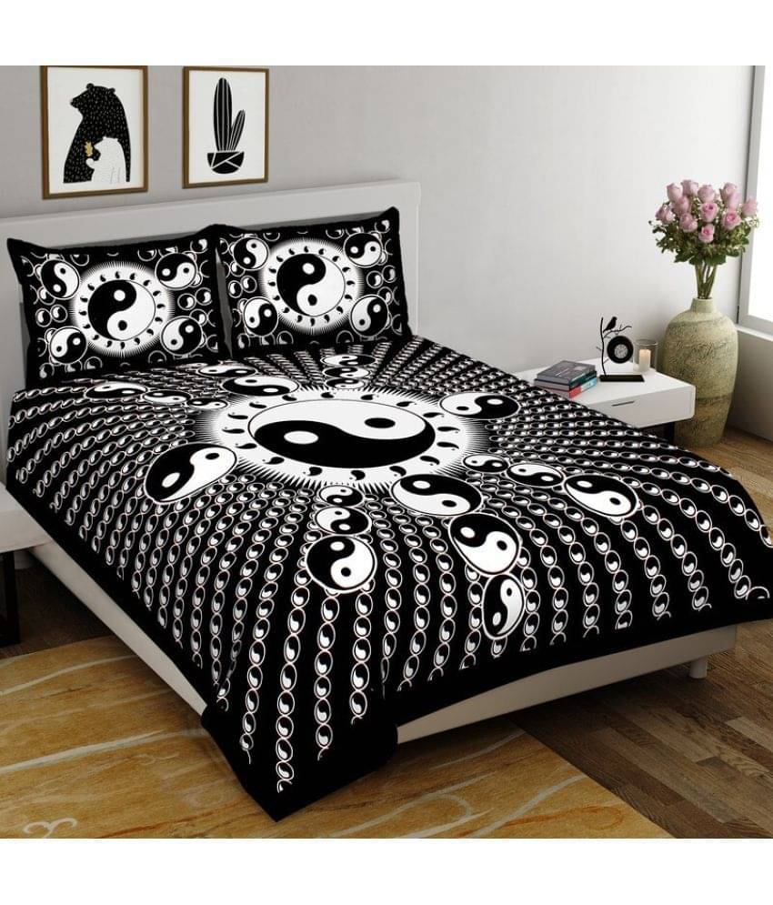 CLOTHOLOGY Cotton 1 Double King Bedsheet with 2 Pillow Covers ( Black ) CLOTHOLOGY Cotton 1 Double King Bedsheet with 2 Pillow Covers ( Black )