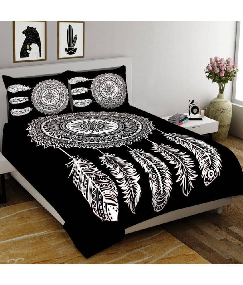 CLOTHOLOGY Cotton 1 Double King Bedsheet with 2 Pillow Covers ( Black ) CLOTHOLOGY Cotton 1 Double King Bedsheet with 2 Pillow Covers ( Black )