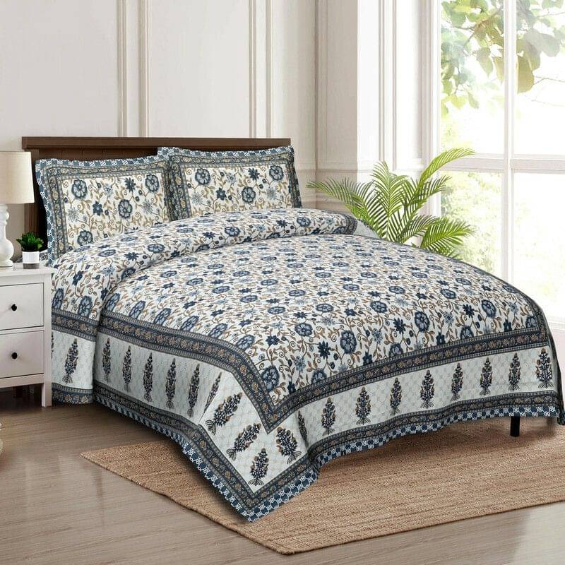     			CLOTHOLOGY Cotton 1 Double King Bedsheet with 2 Pillow Covers ( Multicolor )