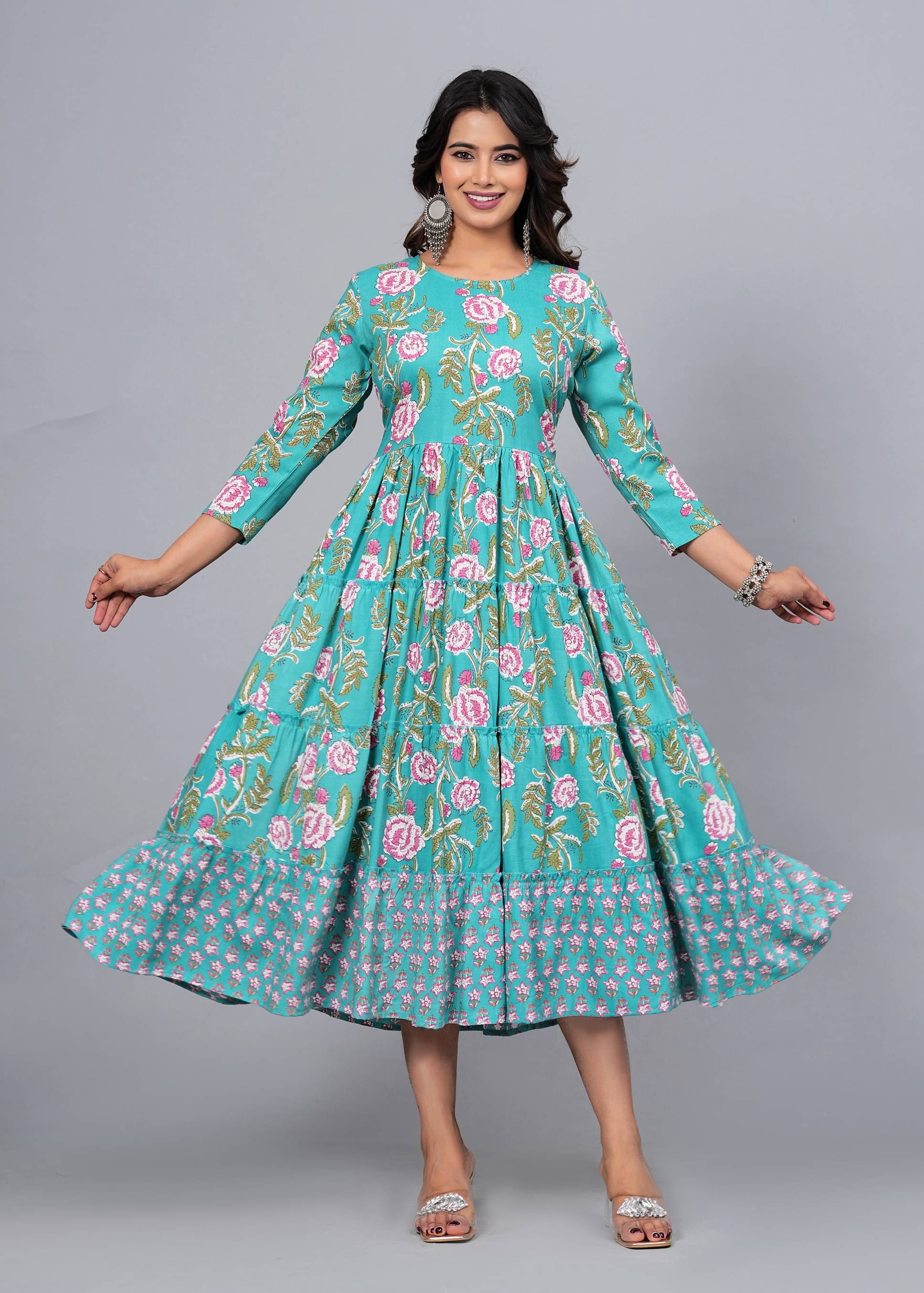 CTMTEX Rayon Flex Printed Anarkali Women's Kurti - Sea Green,White ( Pack of 1 ) CTMTEX Rayon Flex Printed Anarkali Women's Kurti - Sea Green,White ( Pack of 1 )