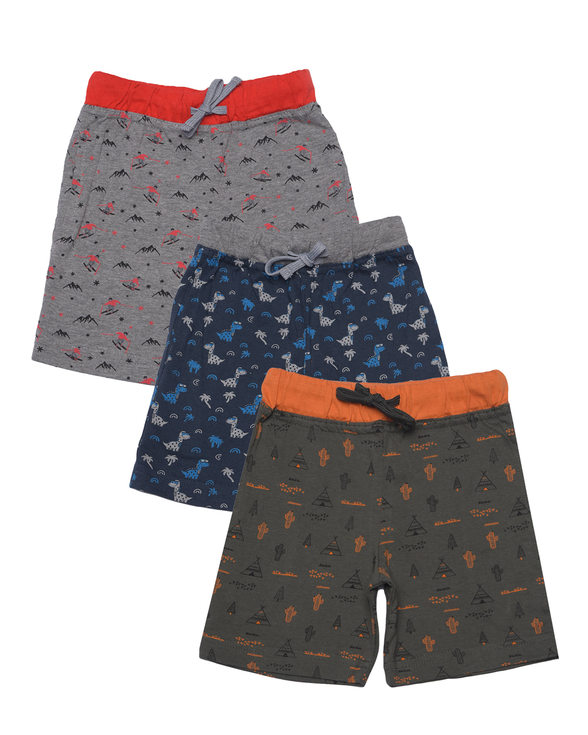 Dollar Champion Kidswear Pack of 3 Cotton Shorts For Boys ( Multicolor ) - Shorts | Buy online on ZillyBuy