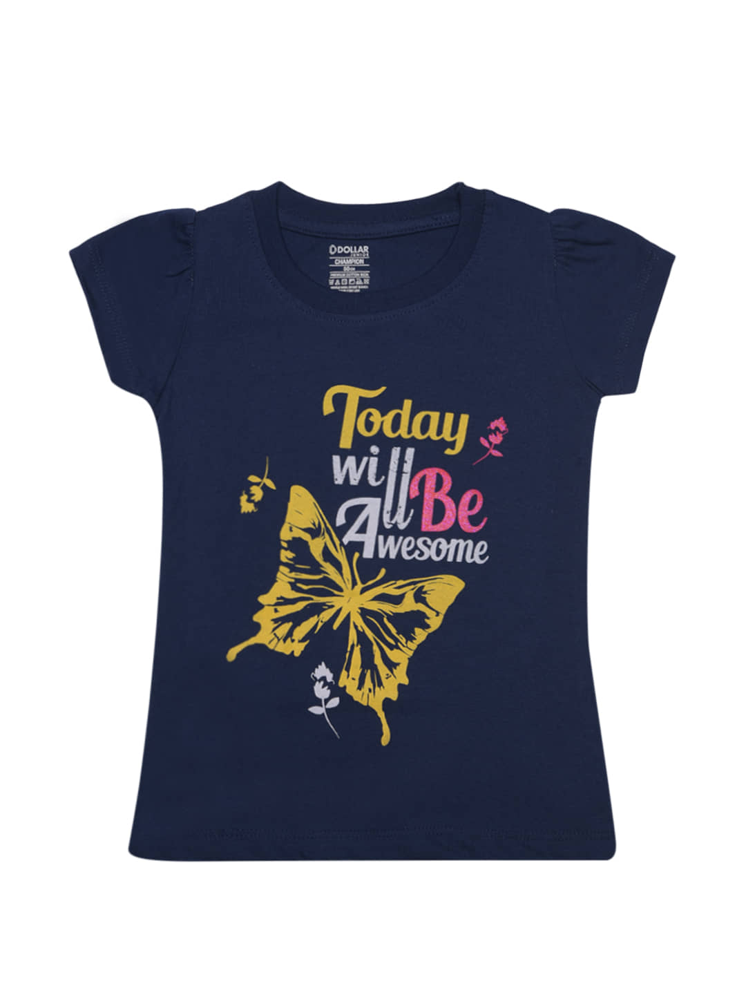 Dollar Champion Kidswear Pack of 1 Girls Cotton T-Shirt ( Multicolor )
