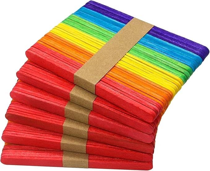 ECLET 200 Colour Wooden Craft Stick Premium Natural Wooden Piece Ice Cream Sticks(A)