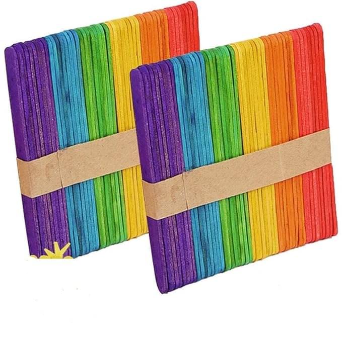     			ECLET 200 Colour Wooden Craft Stick Premium Natural Wooden Piece Ice Cream Sticks