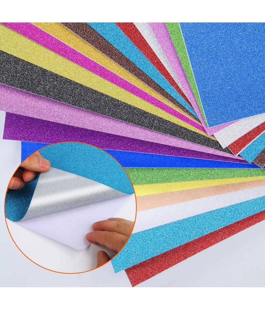 Eclet A4 Glitter Foam Sheet Sparkles (self Adhesive) 2 mm Thick 10 Different Color, for Art & Craft Eclet A4 Glitter Foam Sheet Sparkles (self Adhesive) 2 mm Thick 10 Different Color, for Art & Craft