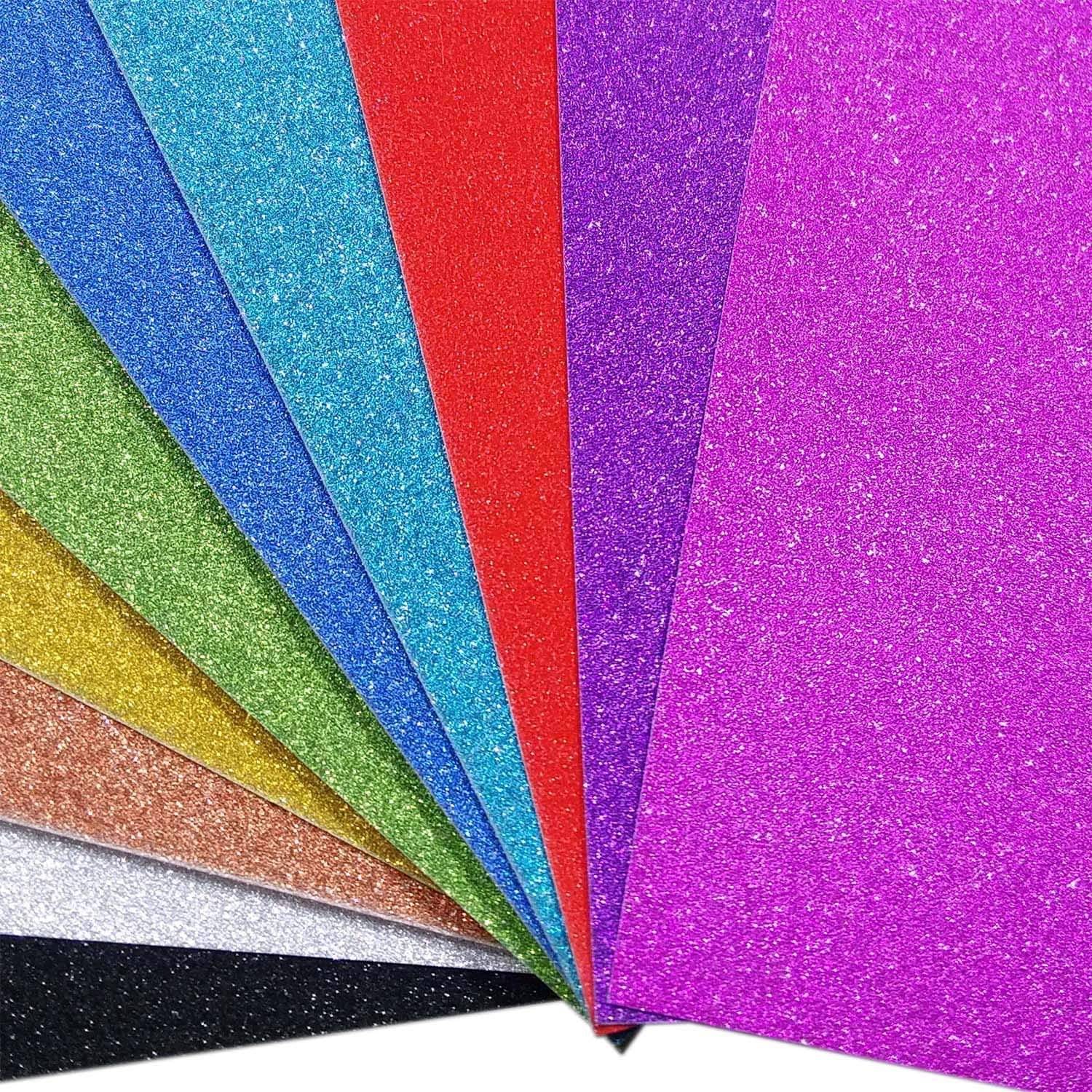     			ECLET A4 Glitter Foam Sheet Sparkles (Self Adhesive) 2 mm Thick 10 Different Color, for Art & Craft