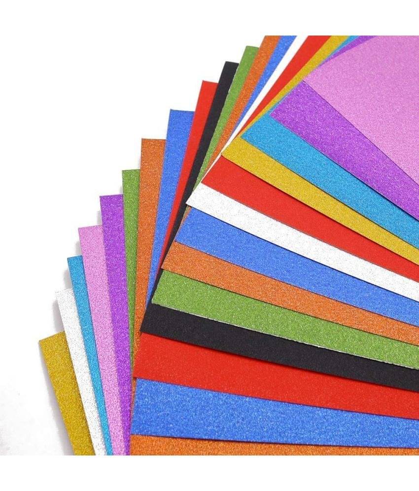     			ECLET A4 Glitter Foam Sheet Sparkles Self Adhesive 2 mm Thick 10 Different Color, for Art & Craft