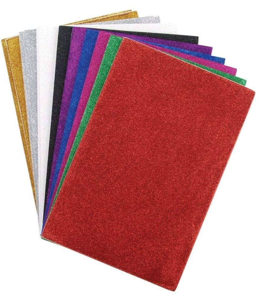    			Eclet A4 Glitter Foam Sheet Sparkles (self Adhesive) 2 mm Thick 10 Different Color, for Art & Craft